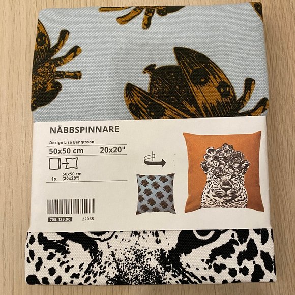 New Ikea pillow Cushion cover 20x20 Leopard Gold Black NÄBBSPINNARE 100% Cotton - Picture 4 of 5
